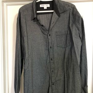 Grey button down mens shirt.